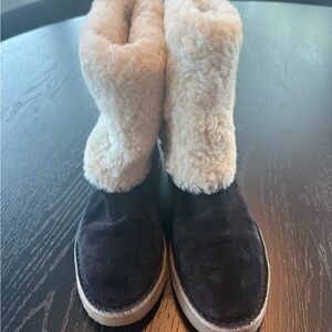 Stuart Weitzman Black and Cream Boots